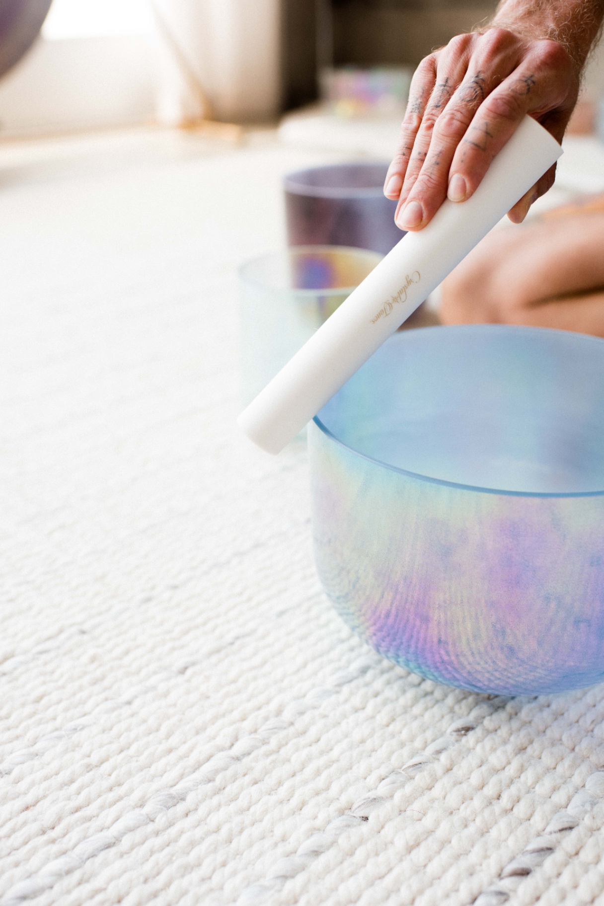 Three Crystal Tones quartz singing bowls